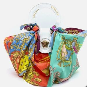 Versace *Rare* La Medusa Multicolor Scarf Woven Palm Tote w/ Crossbody Strap
